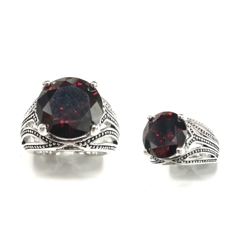 Antiqued Rhodium overlay ring red size 6, 6.5